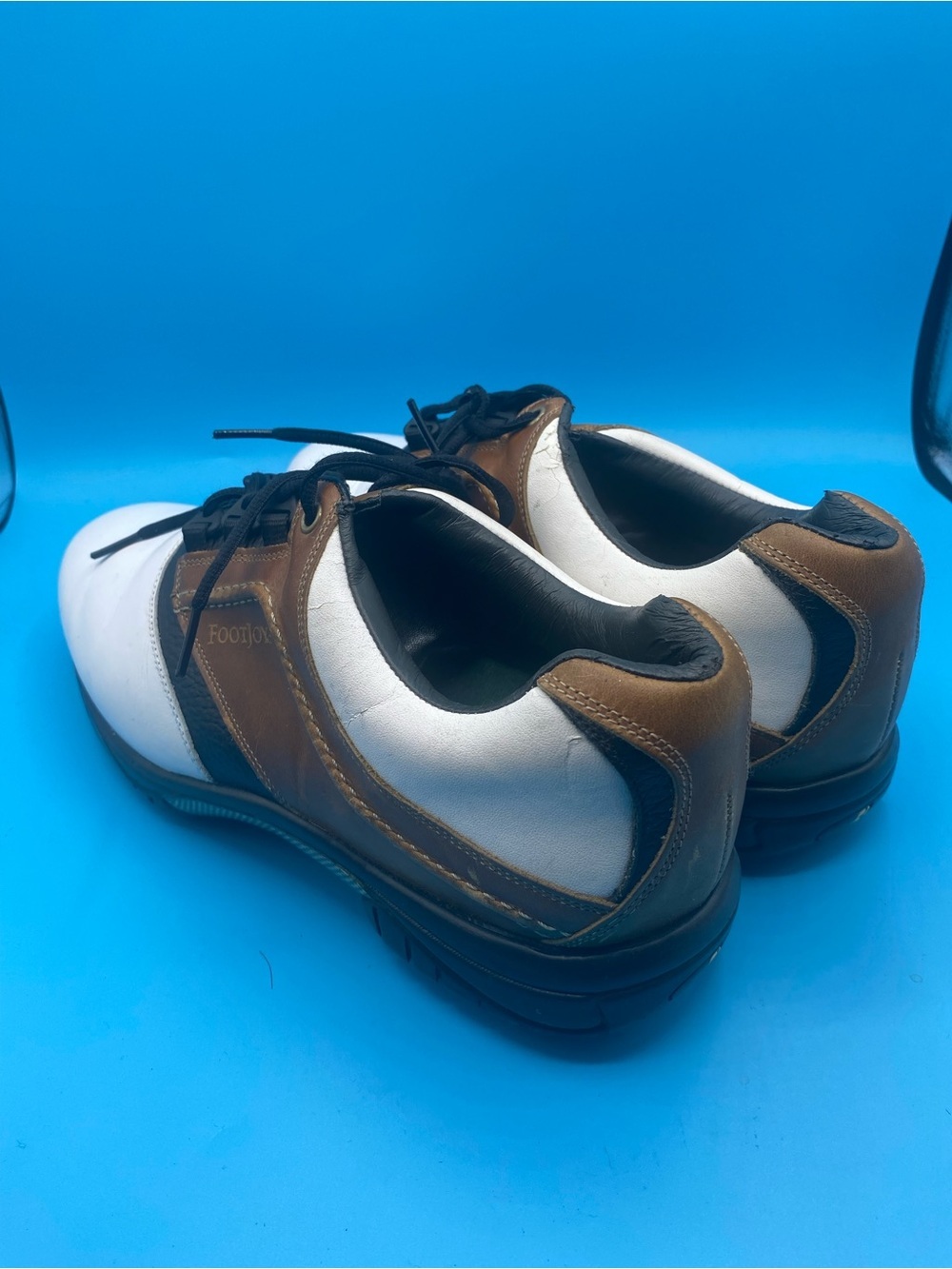 FootJoy Contour Series men's white and brown leather golf shoes - Picture 3 of 4